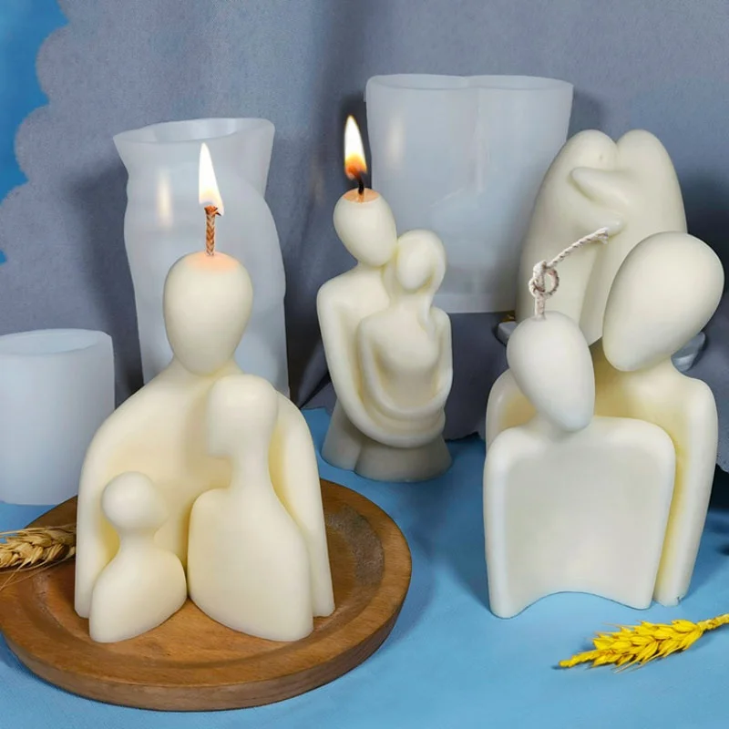 Lovers Hug Family Portrait Body Candle Mold Abstract Art Body Silicone Mold