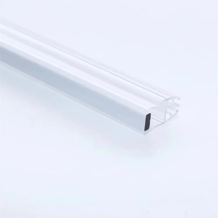 Waterproof Weather Strip Plastic Clear PVC Glass Screen Shower Door Seal magnetic Strips Transparent For  4-12mm Glass Door