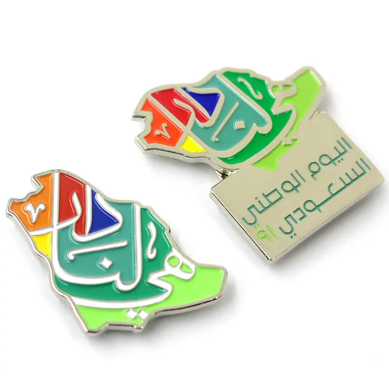 3M Sticker Magnetic Badge Hard Enamel Pins Personalizado Custom Screen Printing Soft Enamel Saudi Arabia Pin