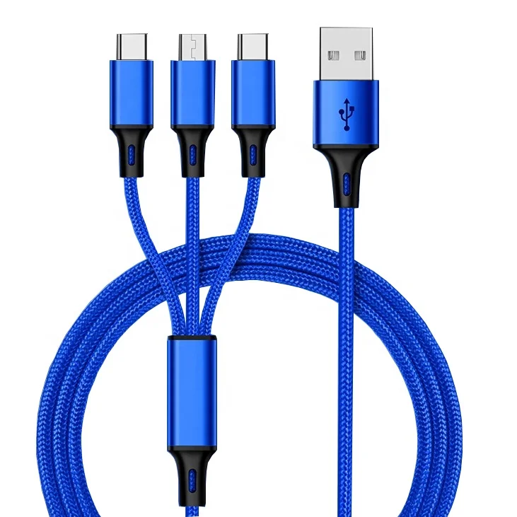  Предоставление образца нейлонового зарядного кабеля А кабель Micro USB 3 в 1 зарядный для