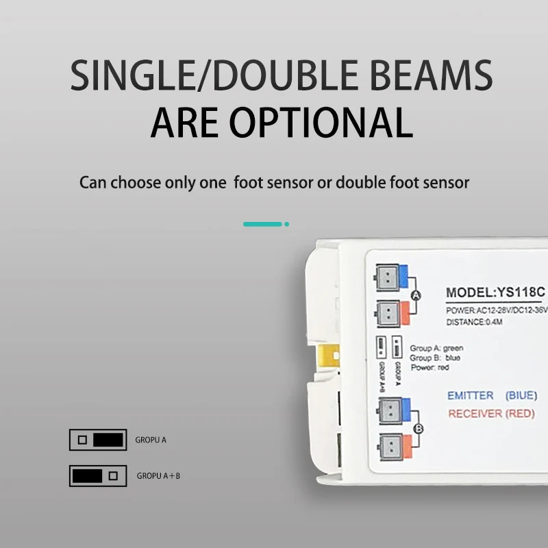 Yoursensor (YS118-C)The door control system opens the door automatically when the footsteps are close to the sensing area.