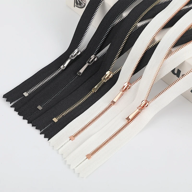 Custom rose gold zipper mini size DIY sewing accessories tailoring garment mini #1 close end metal zipper for doll costume