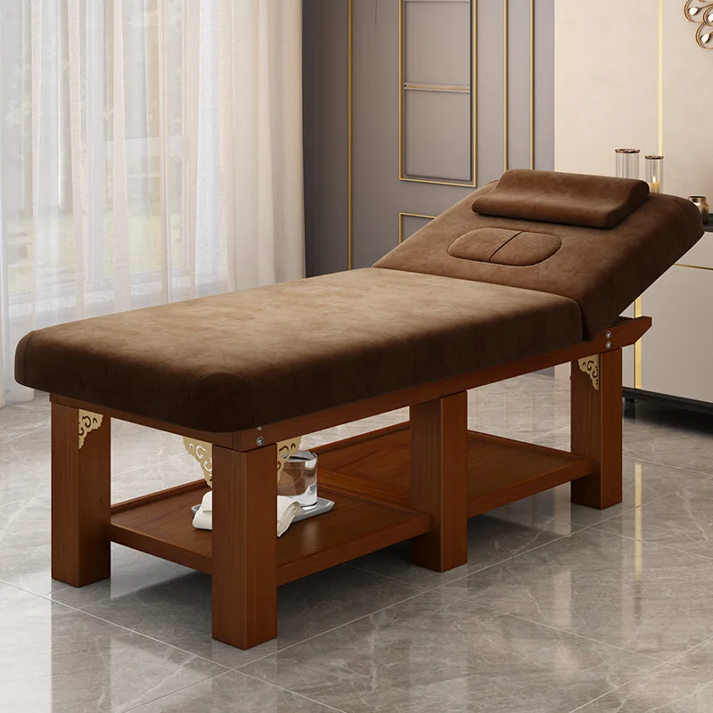 Commercial Furniture Beauty Salon Thai Spa Lash Bed Modern Wooden Facial Bed De Massage Table