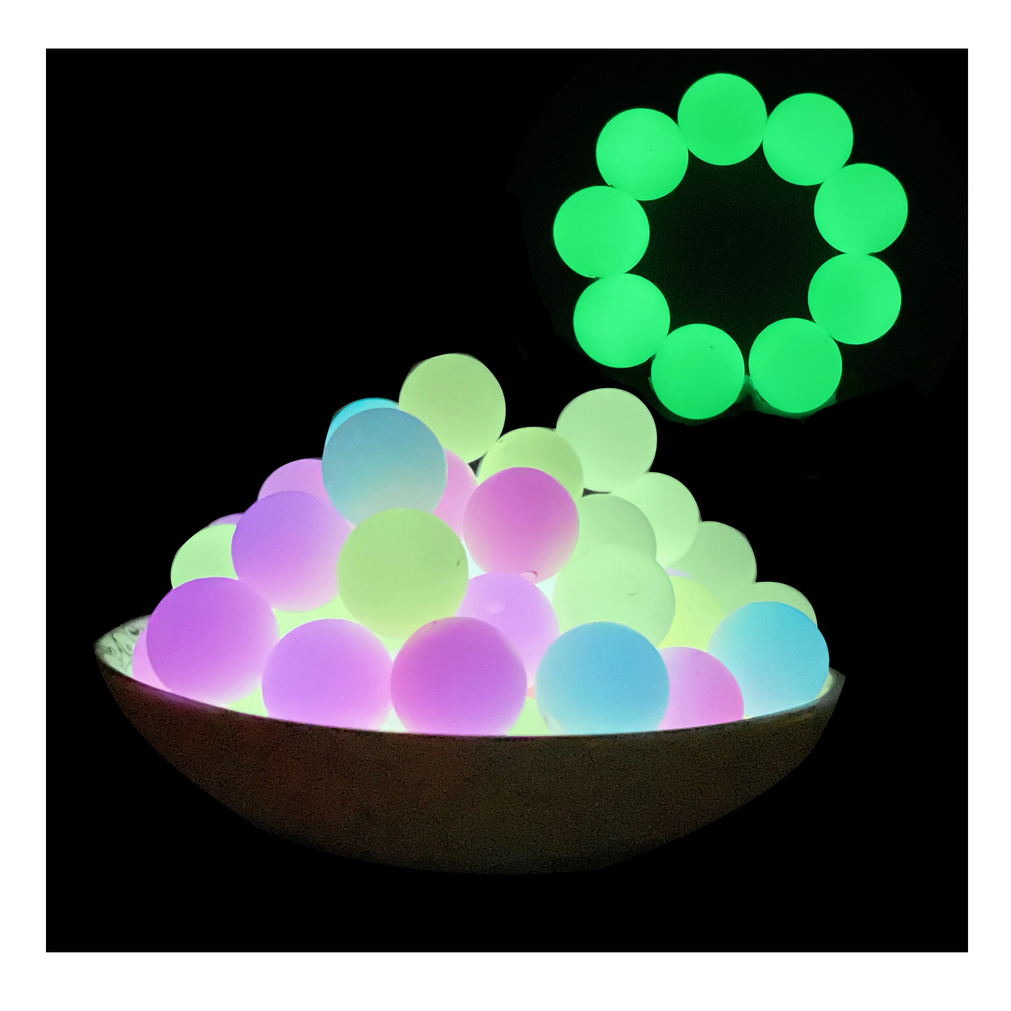 Noctilucent Glowing Ball Beads Night Luminous Glow In The Dark Beads 15mm Food Grade Silicone Beads Bulk
