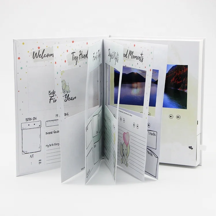 Valentine cards set luxury promotional with logo lcd gift customised brochure 7 inch video book greeting card