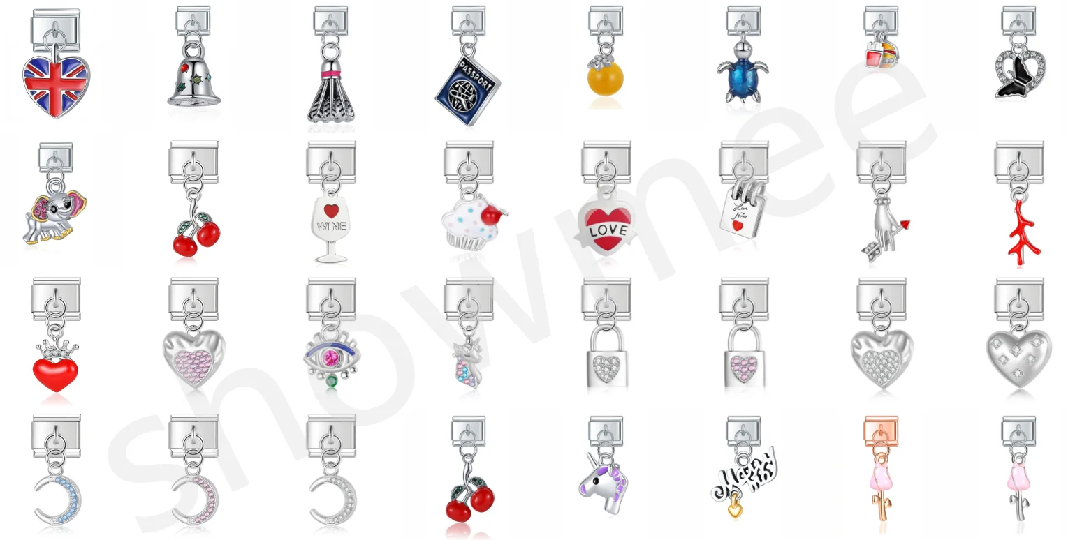 New Product Italian  Charm Stainless Steel   Evil  Music Headset Moon Book EyePendant Italian  Charm Bracelet