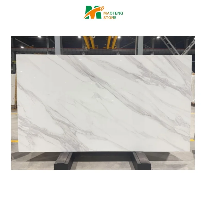 Calacatta Quartz Slab Artificial Quartz Stone Kitchen Backsplash Tile Nano Crystallized Glass Stone Slab