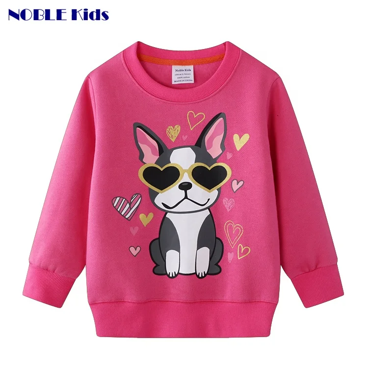 
hot sale Branded quality girl fleece sweatshirts 300G thermal Cotton dog children sweatshirt for 3-7years wholesale from China 