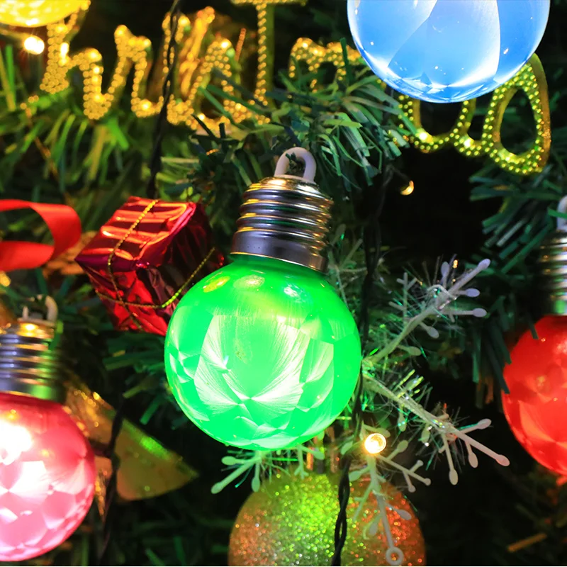 Tree Plastic Ball LED Light Bulb Night Light Ball Hanging tree Pendant Christmas Bulb Light Transparent Ball new year 2024
