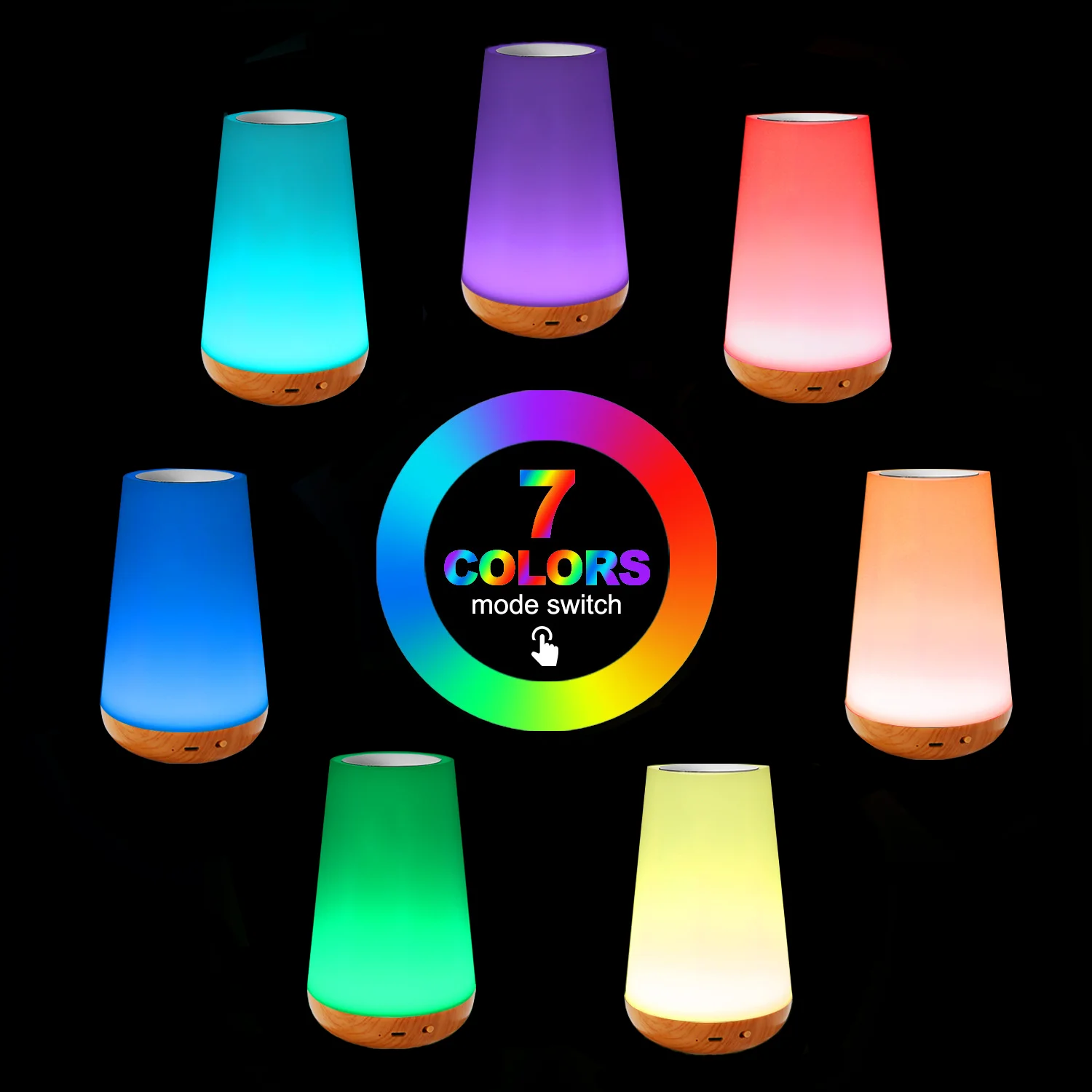 Night Light RGB Remote Control Touch Dimmable Lamp Portable Table Bedside Lamps USB Rechargeable Night Lamp