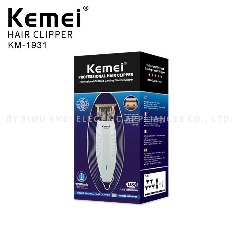 Kemei KM-1931 полые режущая головка машинка для стрижки волос Многофункциональный белый