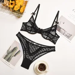 Supplier Wholesale 2 Piece Lingerie Lace See Through Langerie Bodysuit Sexy Lingerie Bra And Panties Sets For Women