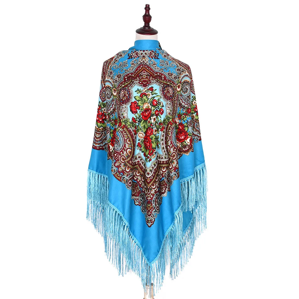 Hot selling romanian cotton shawl Russian scarf Floral Vintage shawl Old shawl romanian style women headscarf kerchief babushka