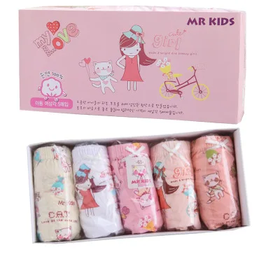 Baby 5 Pack Panties Soft Comfort Knickers Korean Cotton Kids Underwear Little Girls Assorted Briefs 2-14 Yrs
