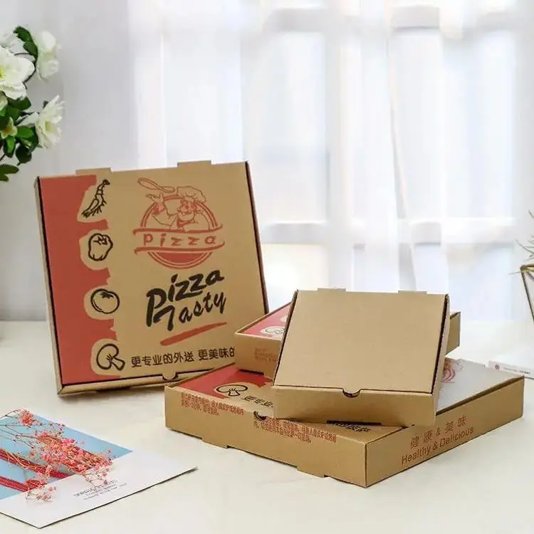 2024 Wholesale Custom Logo Printing Brown White Corrugated Pizza Packing Paper Carton Box