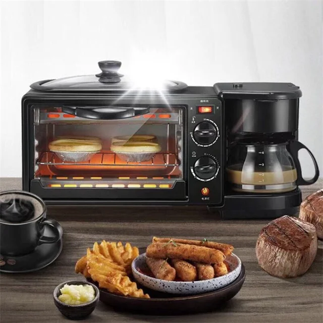 3 in 1 Multifunction Breakfast Maker Set Machine Sandwich Toaster Electric Oven Coffee Maker Multifunction Mini Bread