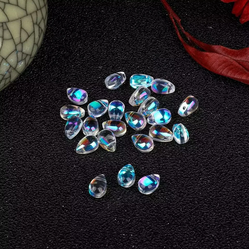 Glass drop beads transparent invisible crystal necklace pendant glass crystal magic color beads