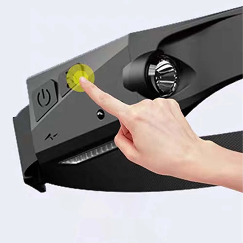 Popular High Power Helmet Headlamp Flashlight Headlight Silicone COB Sensor Head Lamp Light Type-c Rechargeable Led Headlamps