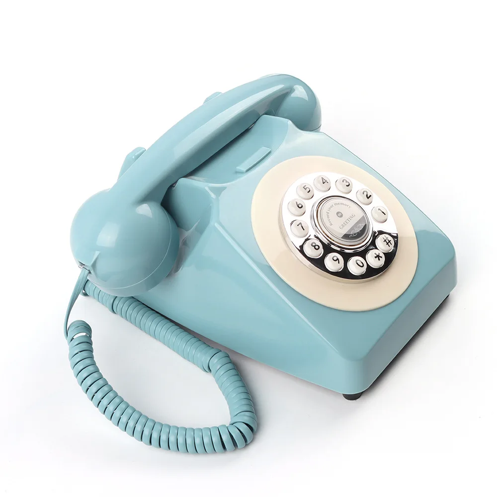 Customized style Red Orange Blue Pink Yellow European Rotary Audio Guestbook Telephone Audio Guest