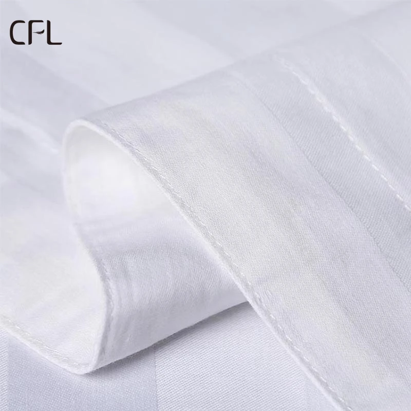 luxury hotel linen supplies size design  comforter bedding set 3cm Stripe satin White 100% cotton bedsheet customized bedspread