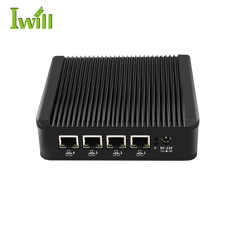 Fanless j4125 quad core mini linux pc 4 lan micro firewall appliance of 1COM HD VGA