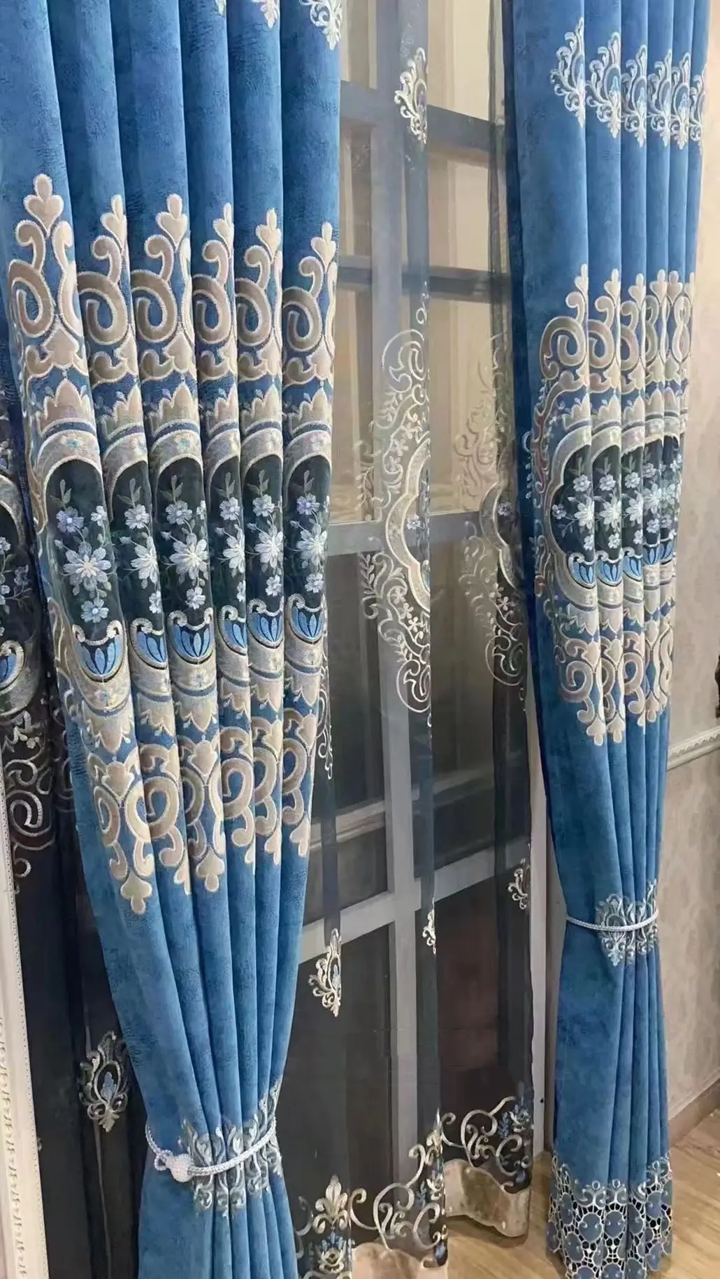 New Style Chenille High  Quality width embroidered Poly  Blackout Curtain fabric