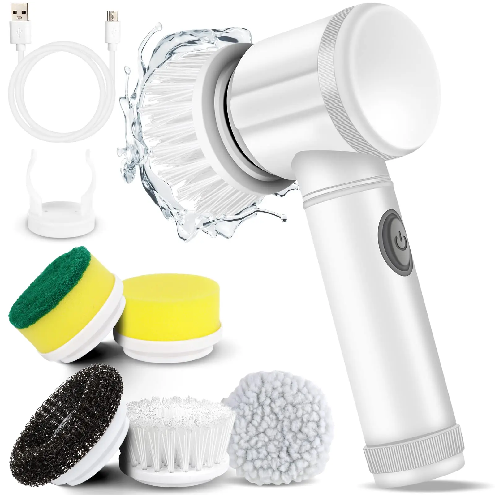 USB Rechargeable Kitchen Dishwashing Brush Sink Cleaner Bathroom Bathtub Clean Brush Spin Scrubber Electric Cleaning Brush