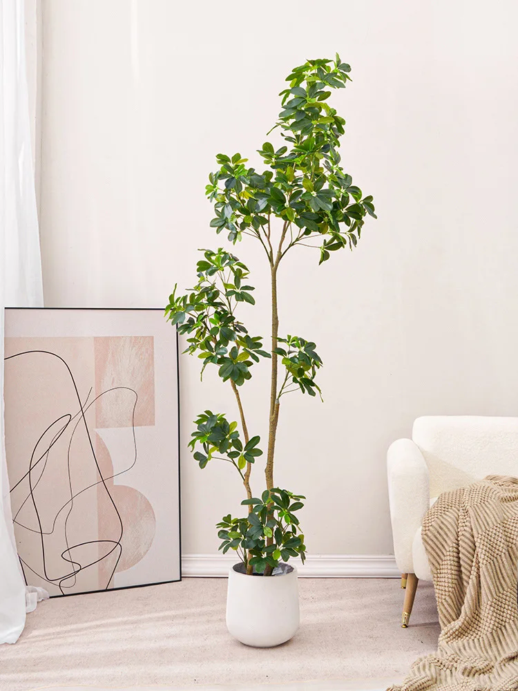 Evergreen Plant Duck Foot Wood Fake Plant Pot Large Indoor Living Room Decoration Landing Landscaping Pieces Tree -149