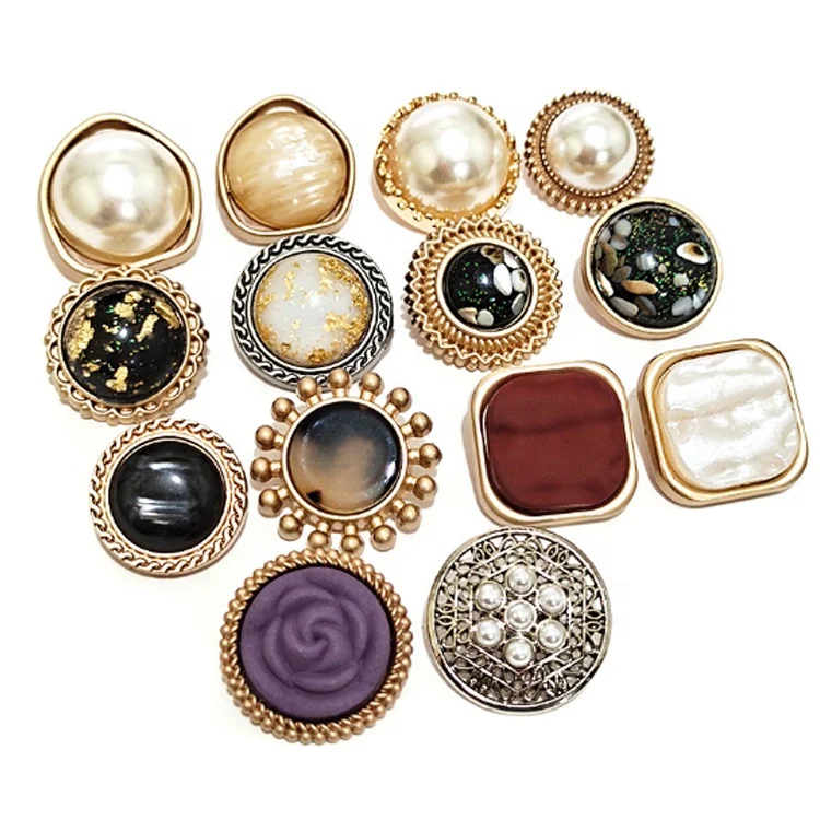 ZM263 Fashion Ladies Pearl Buttion Alloy Gold Buttons