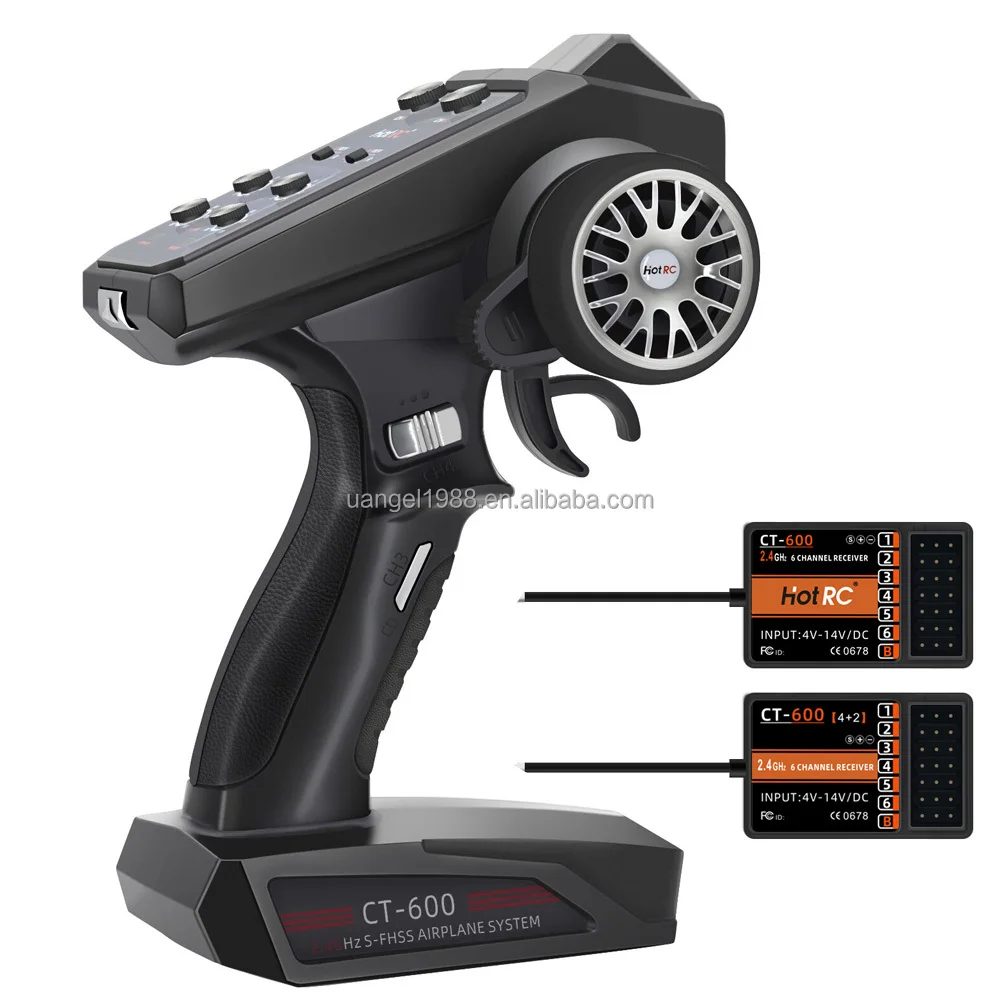 HOTRC CT-600 CT400 6CH 4CH 2.4GHz Radio System Transmitter Remote Controller with CT-600 6 Channel Receiver for RC Car Boat Tank