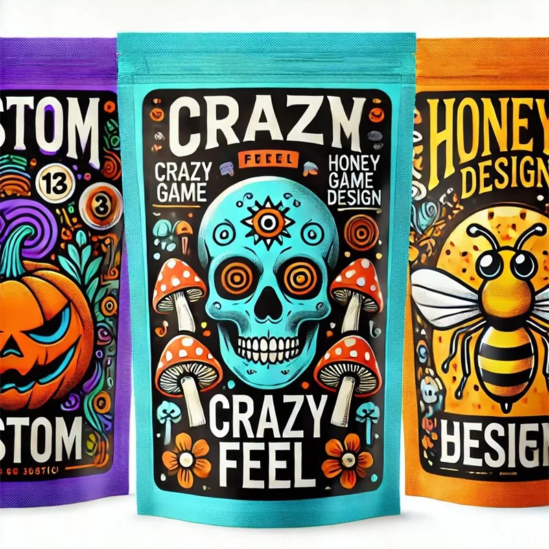 Custom Printed Food Ziplock Doypack 1g 3.5g 7g 14g 28g Child Resistant Gummy Packaging Smell Proof Candy Mylar Bag