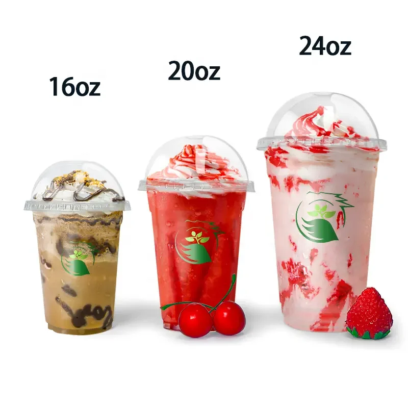 newly compostable 1oz/4oz/5oz/6oz/8oz sauce bubble tea boba beverage coffee cups clear pla biodegradable cup with seal lid