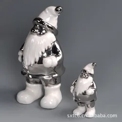 Ceramic Christmas Coloring Titanium plating Craft Desktop Christmas Ornaments Santa Claus Living Room Creative Art Decor