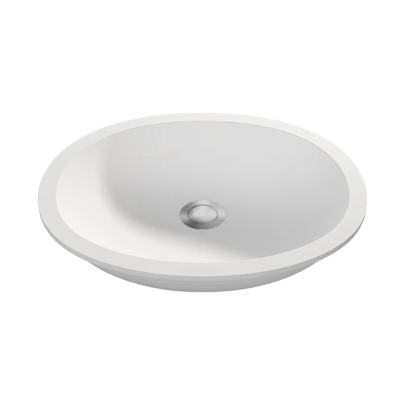Oval shape hotel bathroom washing sink artificial cast stone hand wash basin, bowl countertop mat solid surface washbasin