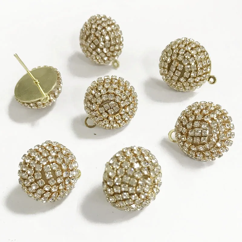 Unisex Gold Plated Hip Hop Dome Crystal Earrings Top Iced out Bling Bling Zircon Stone Wedding Party Engagement Jewelry DIY