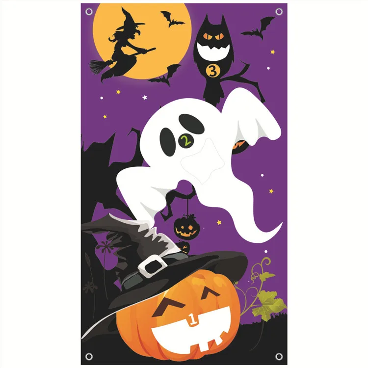 Halloween Sandbag Game Throwing Game Halloween Door Curtain Low Price Hand Satin Material Flag Banner For Sale