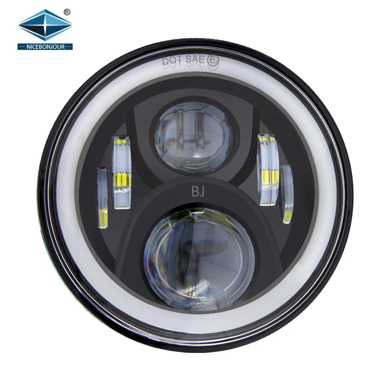 Dot Drl Led Lighting Auto Headlight Phone App Control 12V Round 7 Inch Led Headlight Chrome Rgb