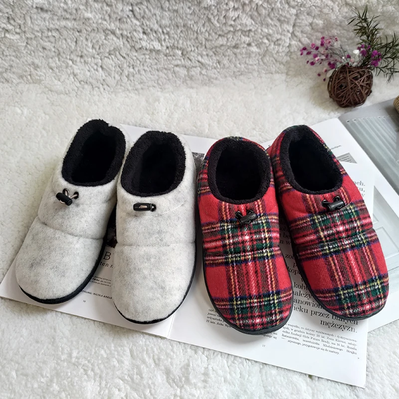 2022 New black and red plaid fashion atmosphere ladies home leisure warm lovers cotton slippers