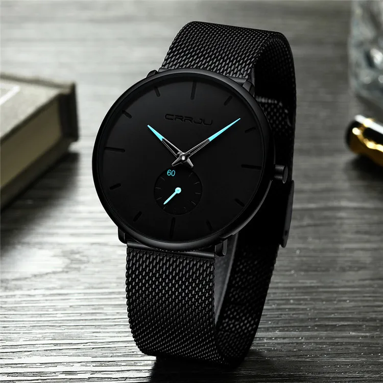 CRRJU Top Brand Quartz Watch Fashion Men Watches Minimalist Stylish Mesh Steel Waterproof Wristwatch Relogio Masculino Hot Sale