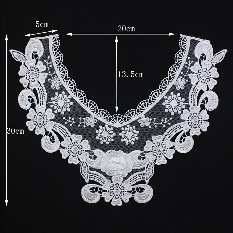 Apparel Accessory Polyester Applique Trim Neckline Neck Fabric Braid Flower Neck Collar Lace Embroidery