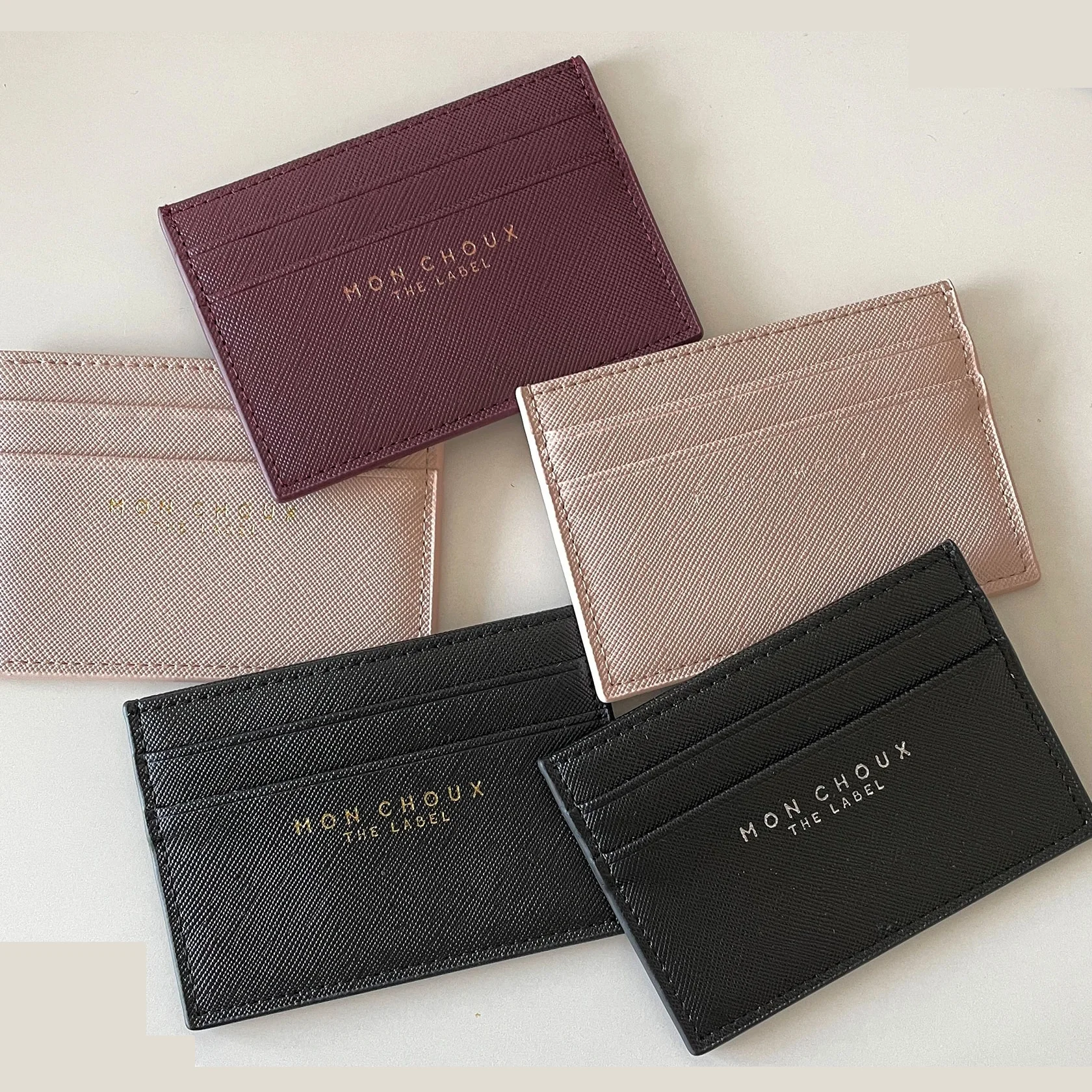 Hot sale mini card holder wallet saffiano Pu leather business custom RFID credit card Holder wholesale
