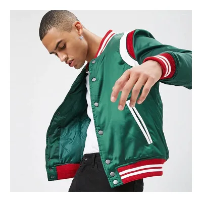 wholesale custom men varsity satin baseball jackets high quality unisex bomber jacket man