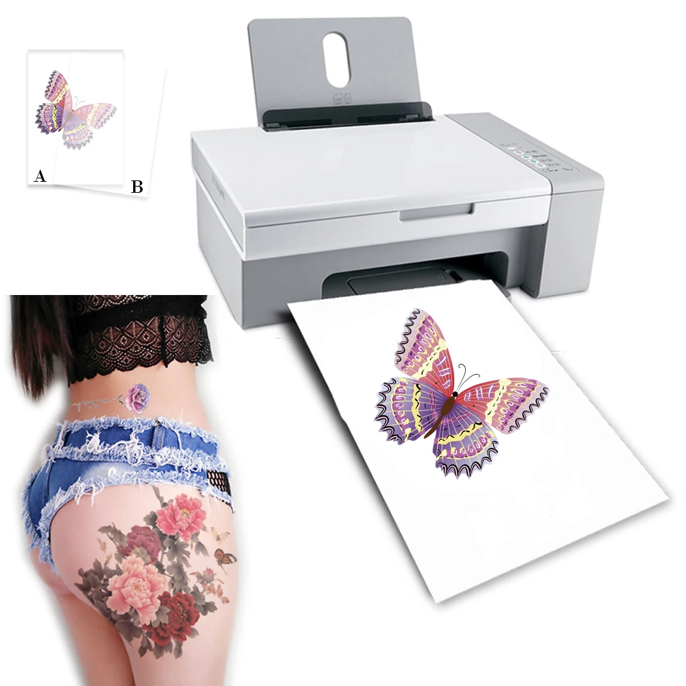 DIY A4 Size sublimation printing tattoo sheet custom waterproof transfer inkjet wholesales temporary paper stickers tattoos