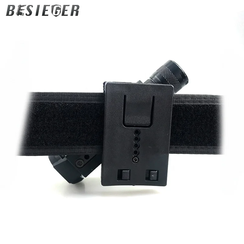 Quick exchange, rotatable and adjustable side open tactical flashlight leather case, suitable for police flashlight