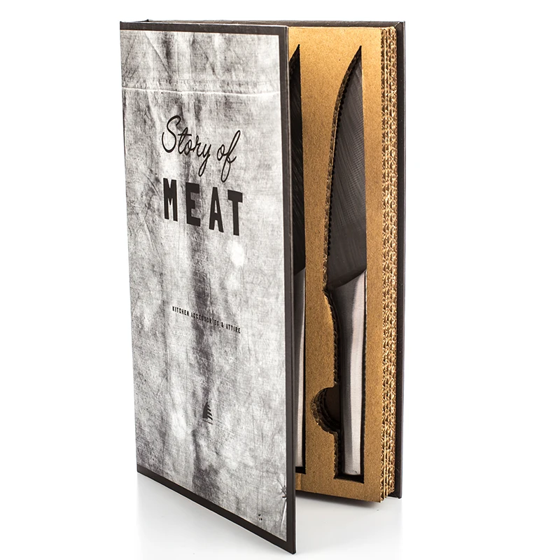 4-pieces 4.5 inch kitchen Serrated buy Steak Knifes Set with 430  Stainless Steel handle book box packaging