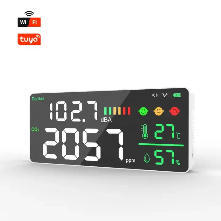 Настенный Wi-Fi монитор качества воздуха 2000 мАч перезаряжаемый децибелер CO2 детектор шума с температурной влажностью