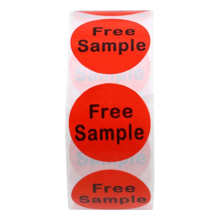 Hybsk Free Sample Stickers 1 Inch Round Red Adhesive Labels for promotion 500 Per Roll