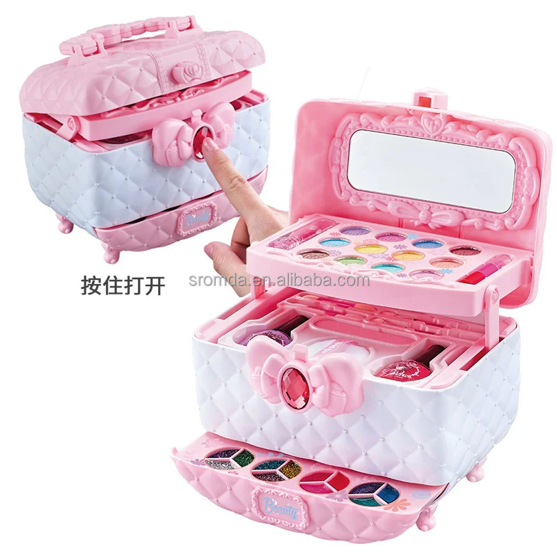 Top Sell Birthday Gift For Girls Children Simulation Cosmetics Toy Set Lipstick Nail Polish Portable Makeup Box