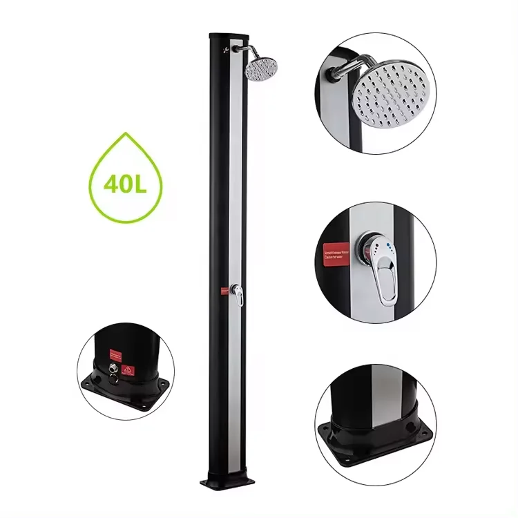 KANGRUN 2024 Oval design silver color 40L garden pool sunny solar outdoor shower for swimming pool and garden