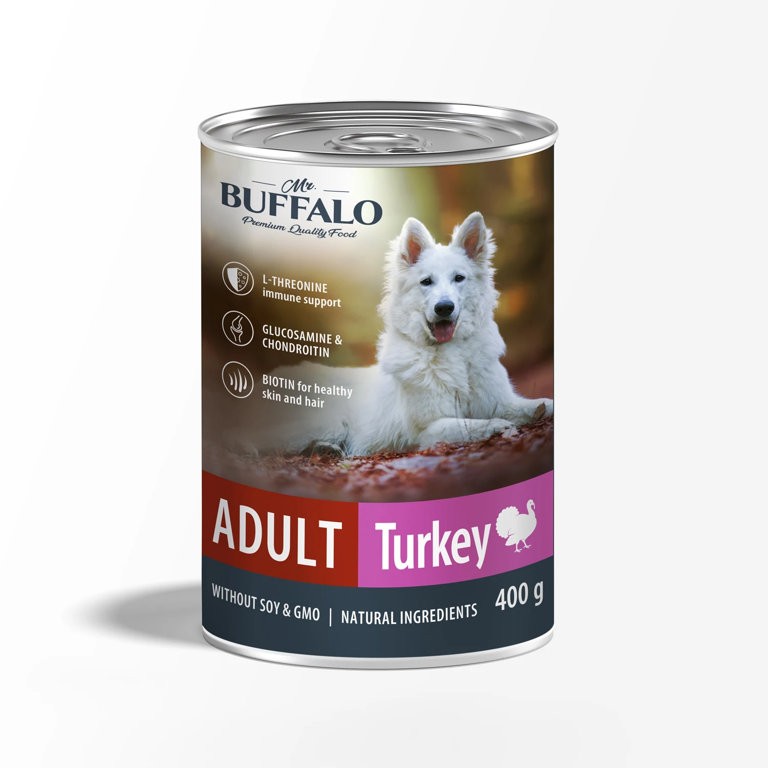 Wet food for adult dogs Turkey 400 g premium quality wet dog canned food health and nutrition pet food